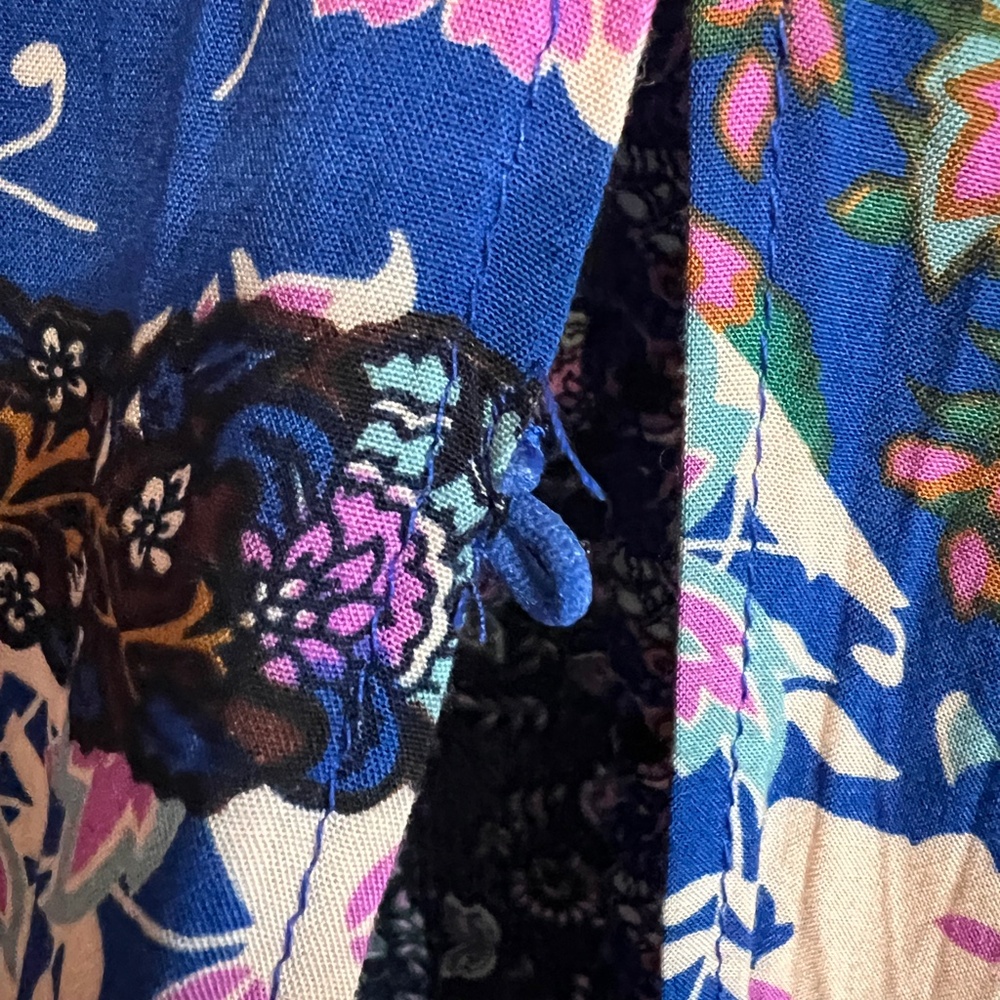 Hayden Los Angeles Colorful Floral Long Boho Duster Bell Sleeve Patchwork Small - Picture 7 of 10